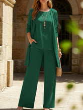 Round neck sleeveless vest wide-leg pants suit